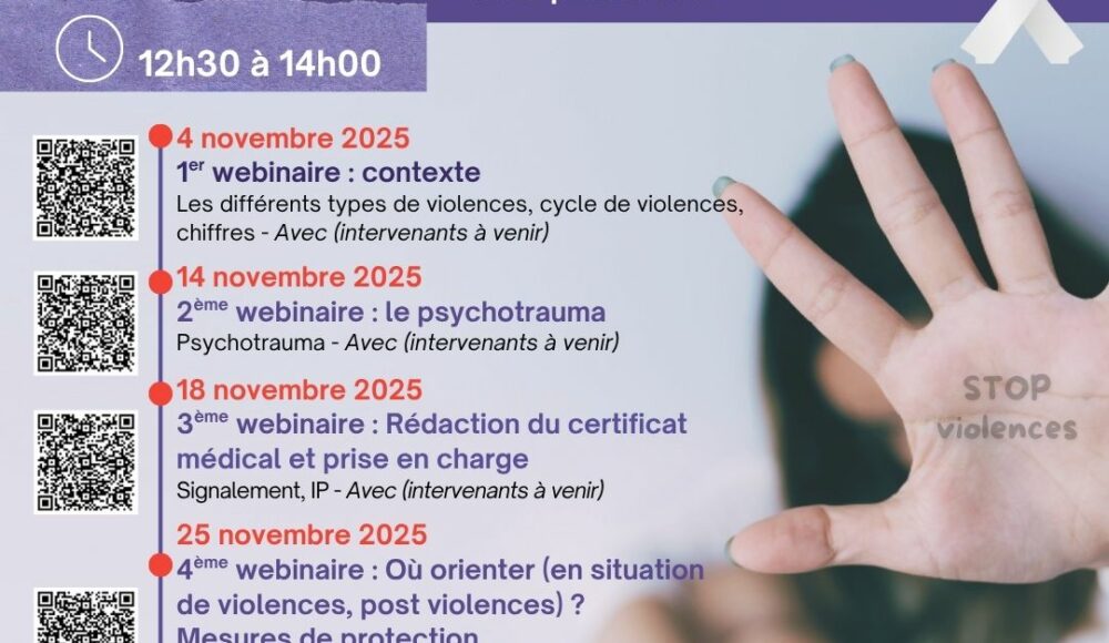 SAVE THE DATE – Wébinaires de sensibilisation aux violences en Novembre